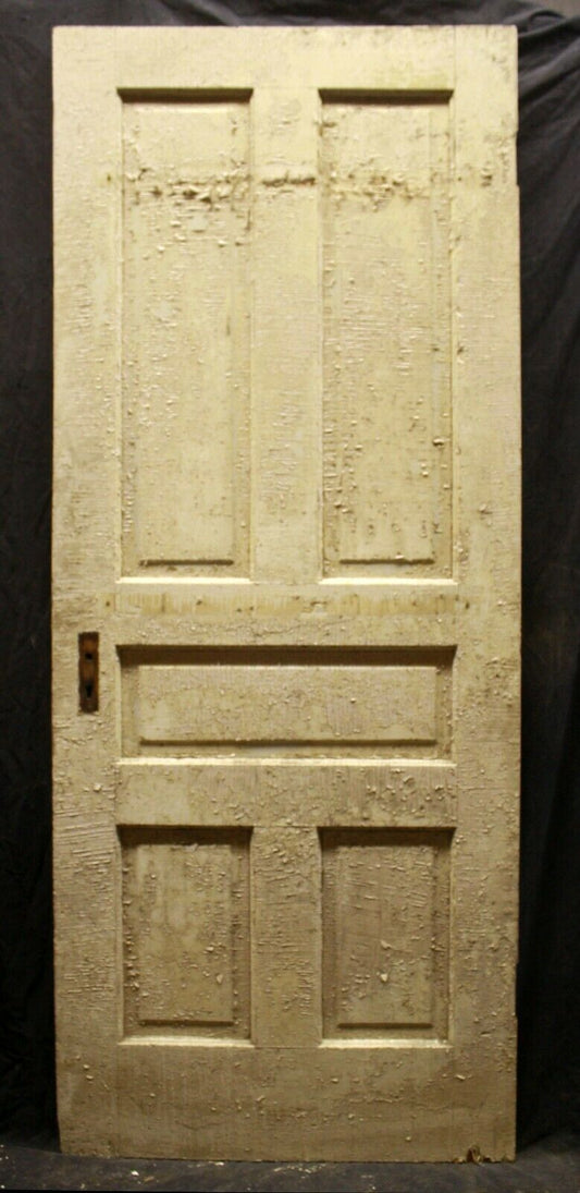 31.5"x80" Antique Vintage Old Reclaimed Salvaged Victorian Interior SOLID Wood Wooden Door 5 Panels