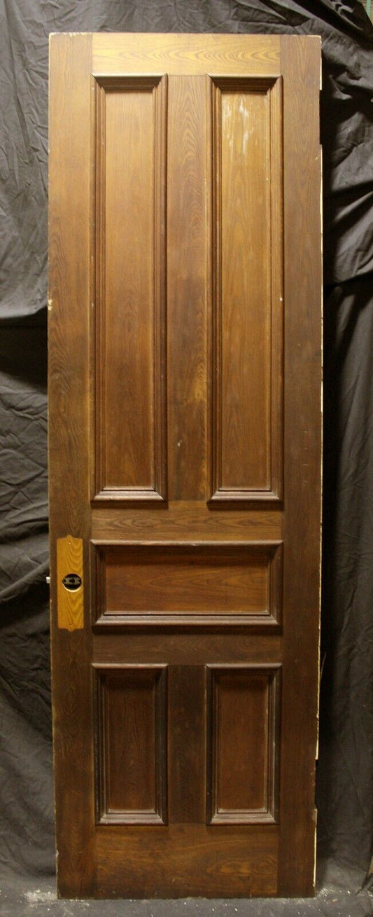 29"x95" Antique Vintage Old Reclaimed Salvaged Victorian Cypress Oak Wood Wooden Interior Door 5 Panels