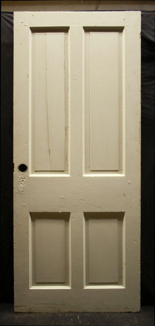 32x79" Antique Vintage Old Reclaimed Salvaged Victorian Interior SOLID Wood Wooden Door 4 Stacked Panel