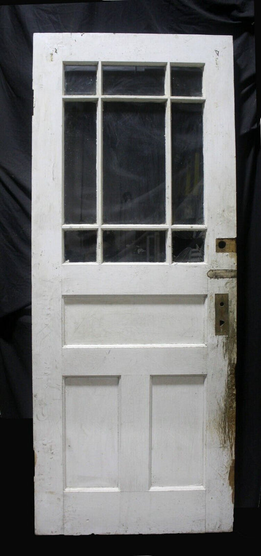 34"x86"x2" Antique Vintage Old Reclaimed Salvaged SOLID Wood Wooden Entry Exterior Door Window Glass