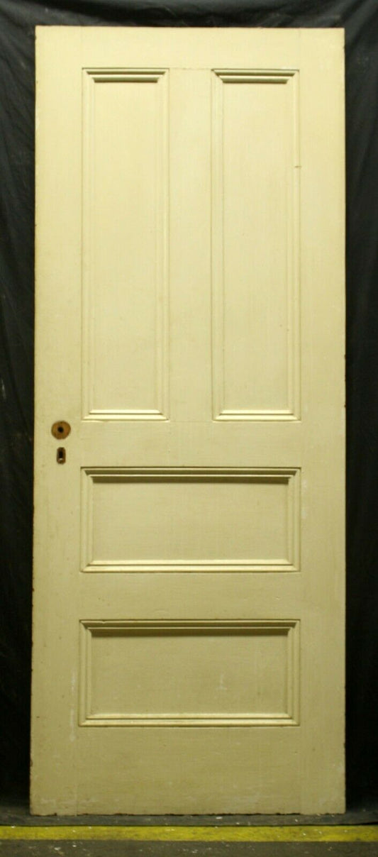 30"x77.5" Antique Vintage Old Reclaimed Salvaged Victorian Interior SOLID Wood Wooden Door 4 Panels