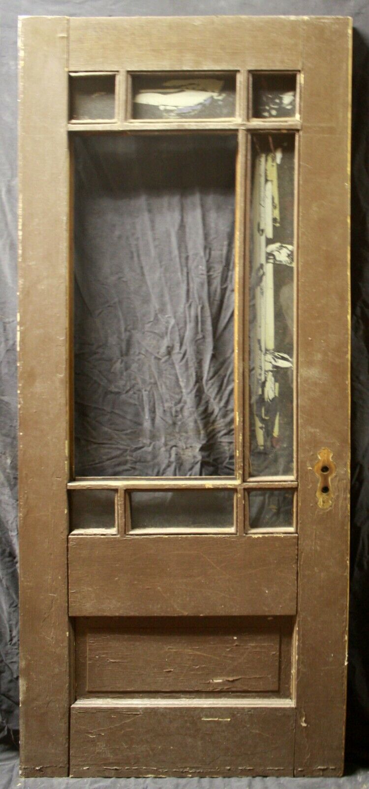 31.5"x79"x1.75" Antique Vintage Old Reclaimed Salvaged SOLID Wood Wooden Entry Door Windows Glass