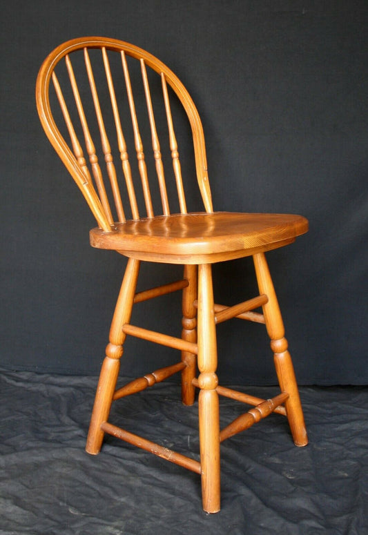 Vintage Old Windsor Oak SOLID Wood Wooden Kitchen Bar Counter Swivel Chair Stool