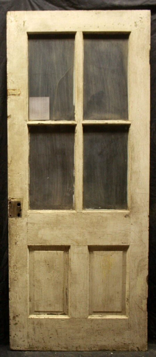 32"x79.5" Antique Vintage Old Reclaimed Salvaged SOLID Wood Wooden Exterior Entry Door Window Glass Lite