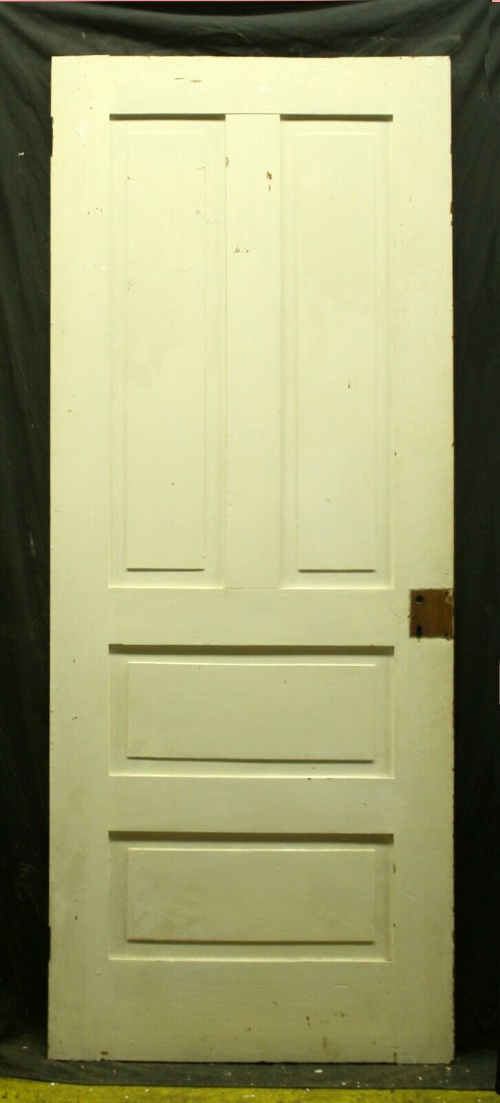 30"x77.5" Antique Vintage Old Reclaimed Salvaged Victorian Interior SOLID Wood Wooden Door 4 Panels
