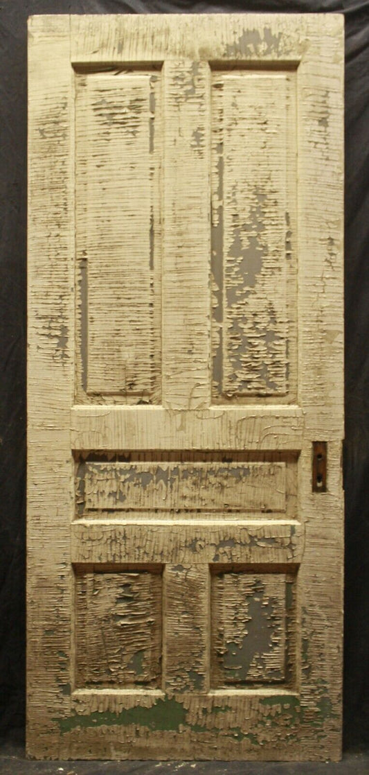 31.5"x80" Antique Vintage Old Reclaimed Salvaged Victorian Interior SOLID Wood Wooden Door 5 Panels