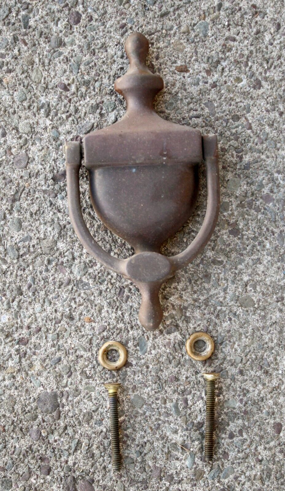 6" Vintage Antique Old Reclaimed Salvaged Colonial Style SOLID Cast Brass Door Knocker Rapper Plate