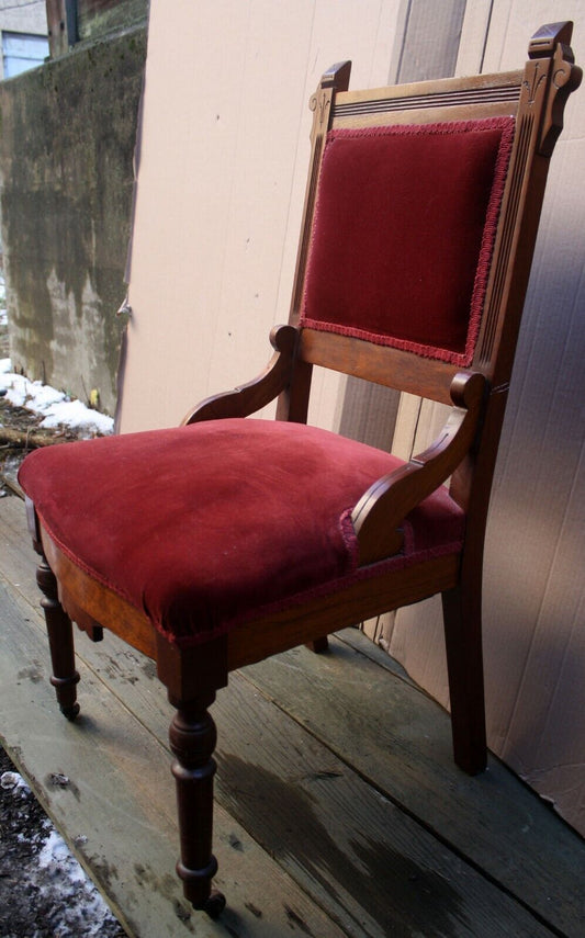 Antique Vintage Old Reclaimed Salvaged Carved Eastlake SOLID Wood Wooden Side Dining Accent Chair