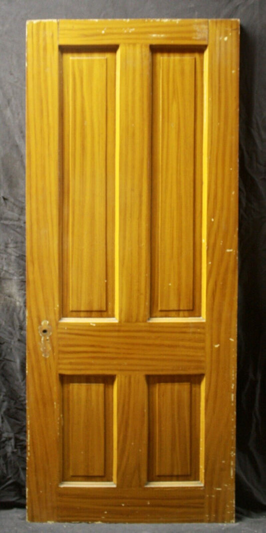 28"x74.5" Antique Vintage Old Reclaimed Salvaged Victorian SOLID Wood Wooden Interior Door 4 Panels