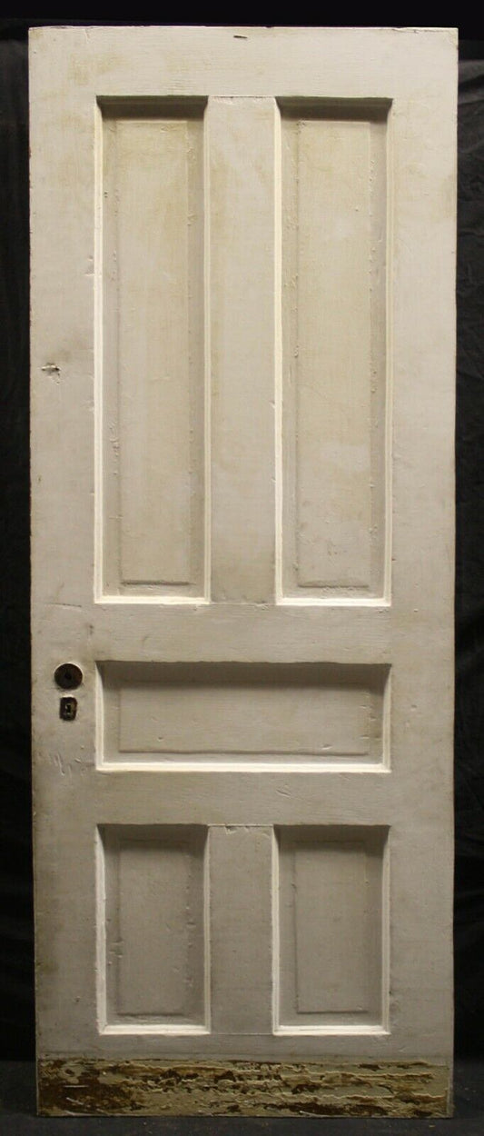 27"x79" Antique Vintage Old Reclaimed Salvaged Victorian Interior SOLID Wood Wooden Door 5 Panels