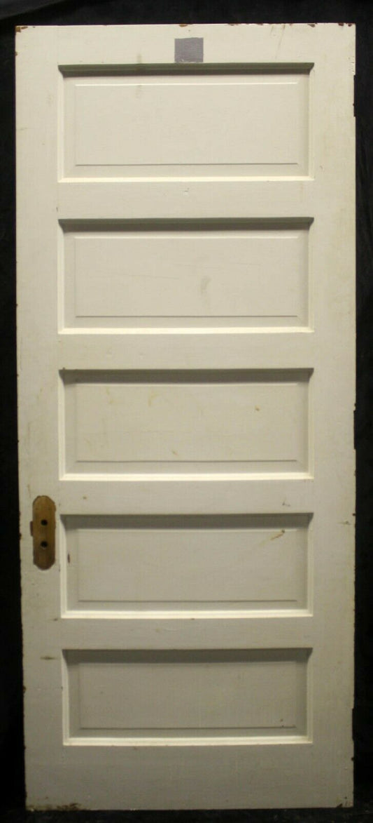 33.5"x83"x1.75" Antique Vintage Old Reclaimed Salvaged Interior Exterior SOLID Wood Wooden Door 5 Panels