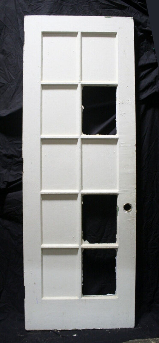 32"x94"x2" Antique Vintage Old Reclaimed Salvaged Wooden Wood Exterior Entry French Door 10 Window Glass