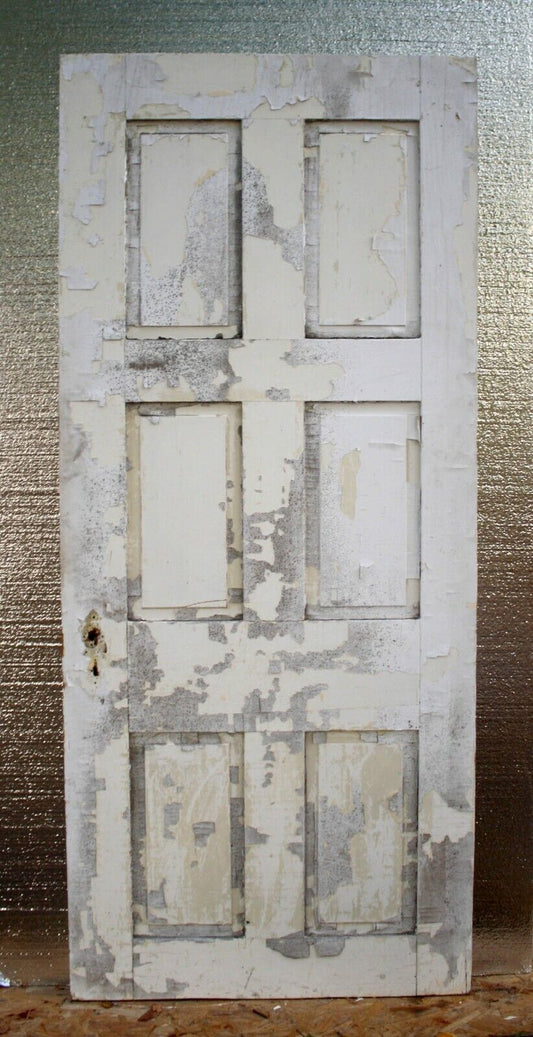 34"x79"x1.5" Antique Vintage Old Reclaimed Salvaged SOLID Wood Wooden Exterior Interior Door 6 Panel