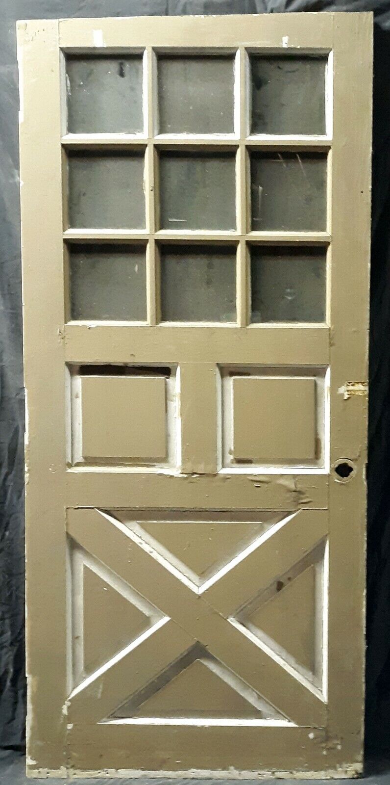 36"x81.5"x1.75" Antique Vintage Old Reclaimed Salvaged SOLID Wood Wooden Entry Door Window Glass