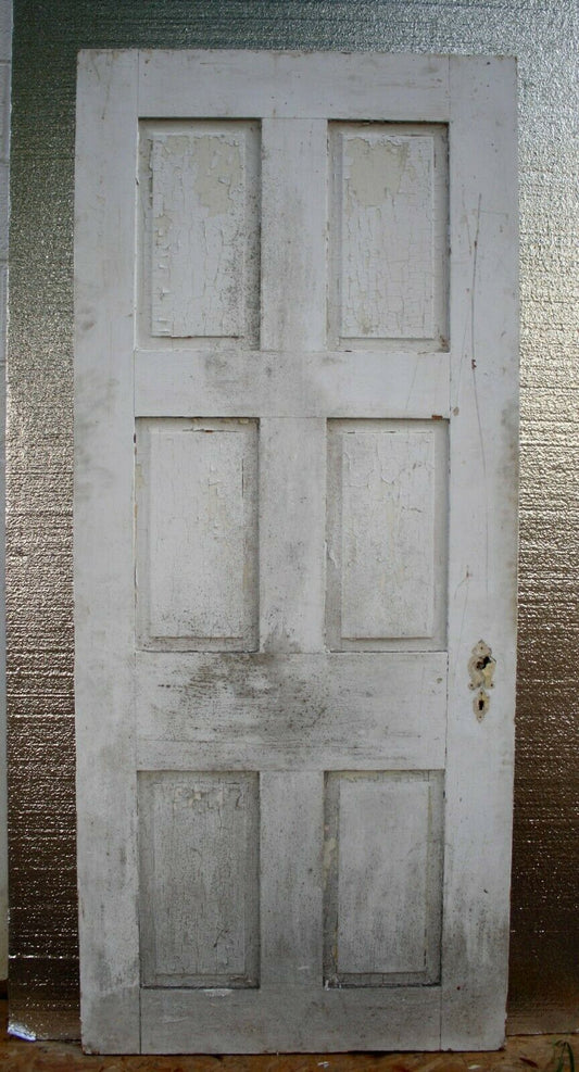 34"x79"x1.5" Antique Vintage Old Reclaimed Salvaged SOLID Wood Wooden Exterior Interior Door 6 Panel