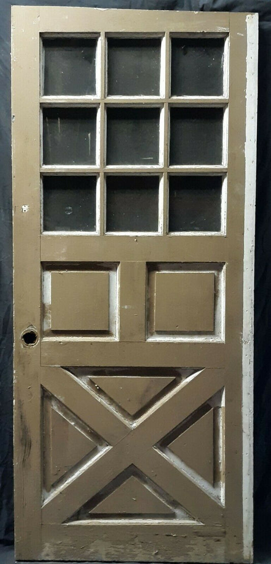 36"x81.5"x1.75" Antique Vintage Old Reclaimed Salvaged SOLID Wood Wooden Entry Door Window Glass