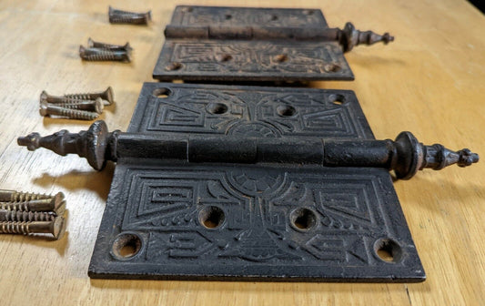 5"x5" Antique Old Reclaimed Salvaged Reproduction Vintage Old Iron Steeple Exterior Entry Door Hinges