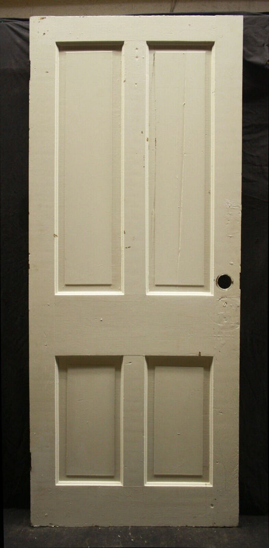 32x79" Antique Vintage Old Reclaimed Salvaged Victorian Interior SOLID Wood Wooden Door 4 Stacked Panel