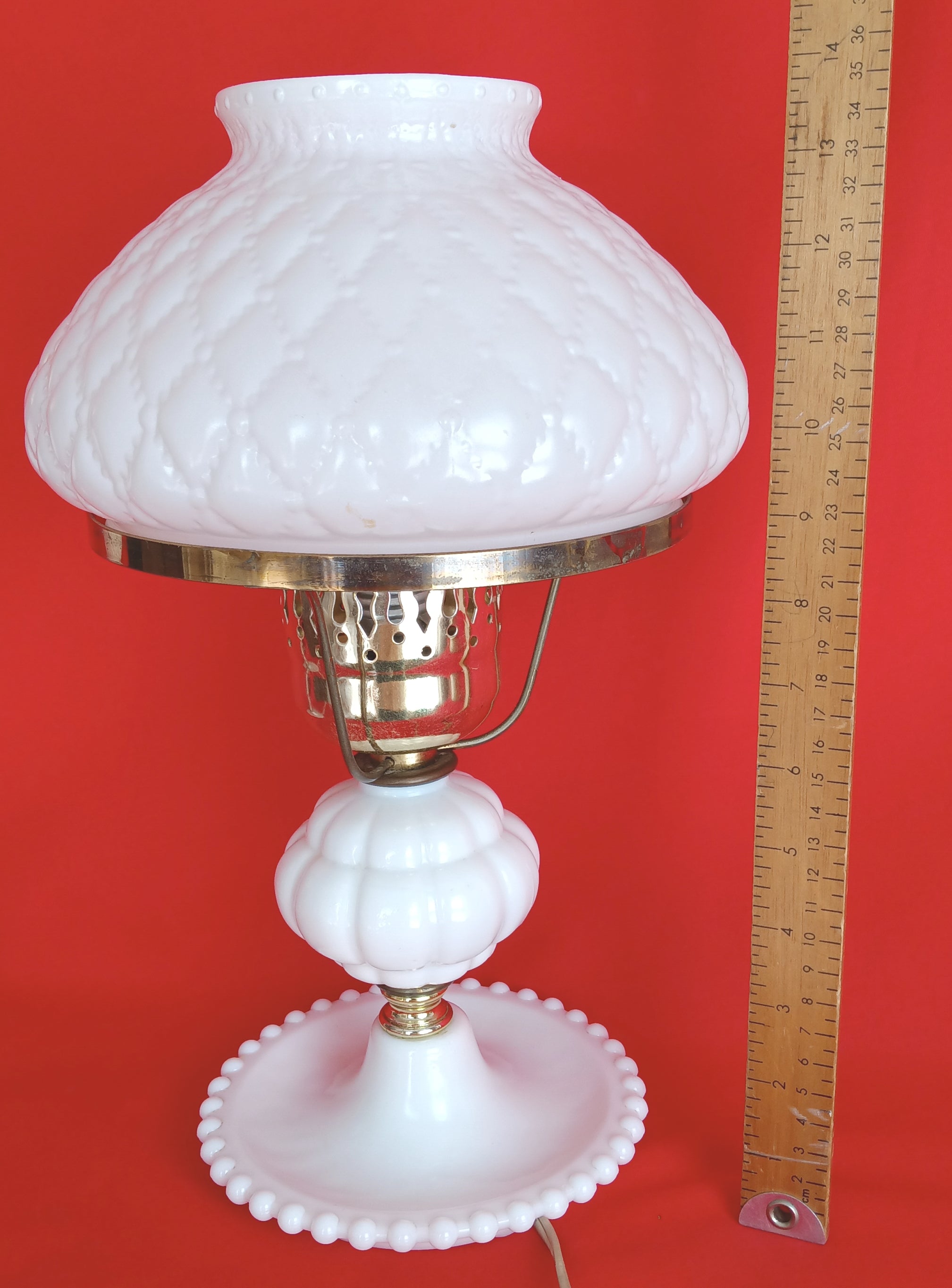 Antique 2024 Milk Glass Fenton Hobnail parlor lamp shade