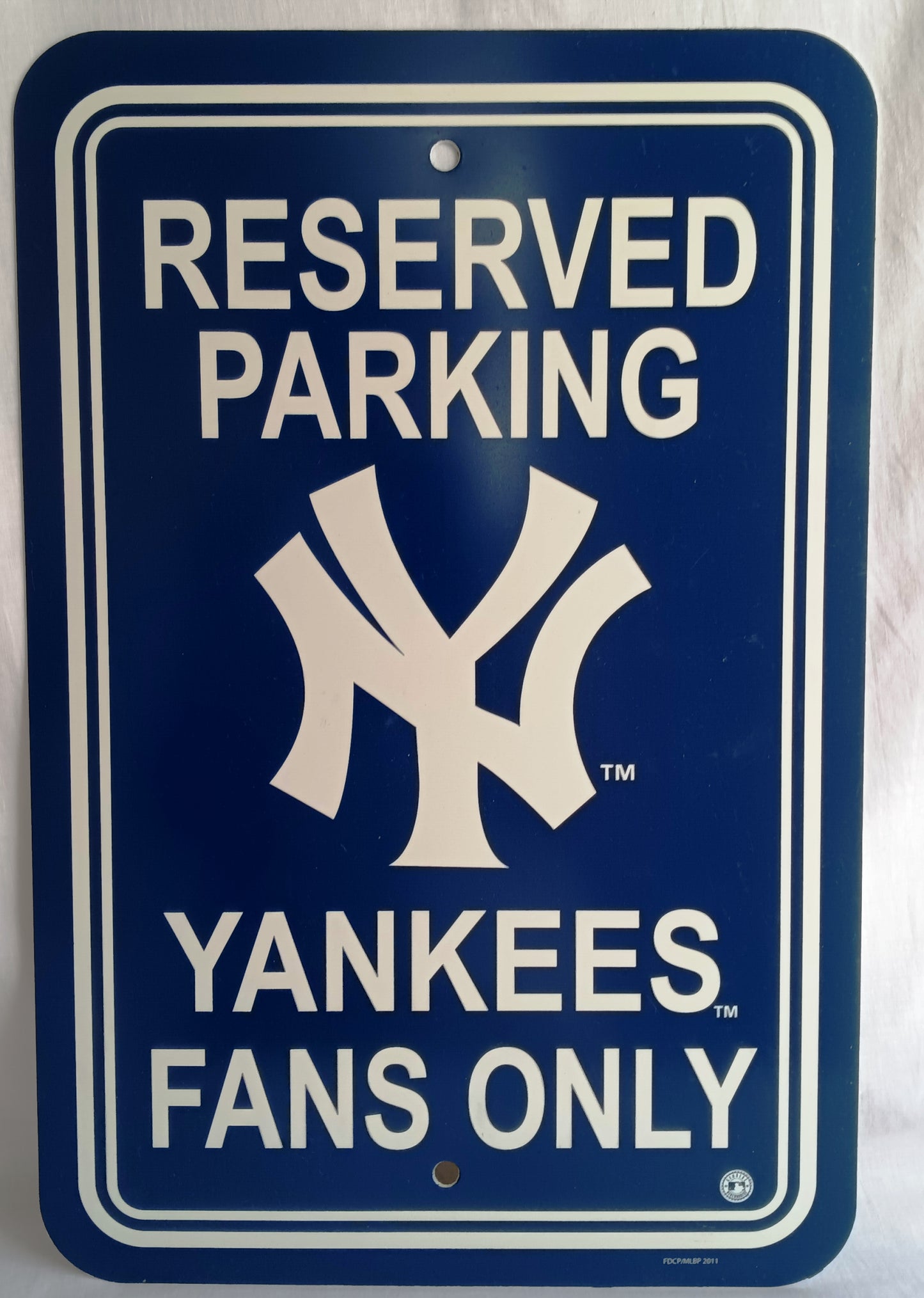 New York Yankees Vinyl Navy Blue Sign "Reserved Parking Yankees Fans Only" Officially Licensed MLB Product Office Man Cave Decor 12"x 18"