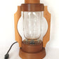 Vintage Arts & Crafts Table Lamp Lantern Style Cedar Wood Ball Masson Jar Glass Shade Brass Handle In Line Switch Farmhouse Decor-NOS
