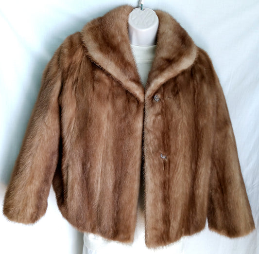 Vintage Beige Light Brown Mink Fur Jacket Classic- Special Occasion- Winter Holiday Party Women Outerwear Size S-M