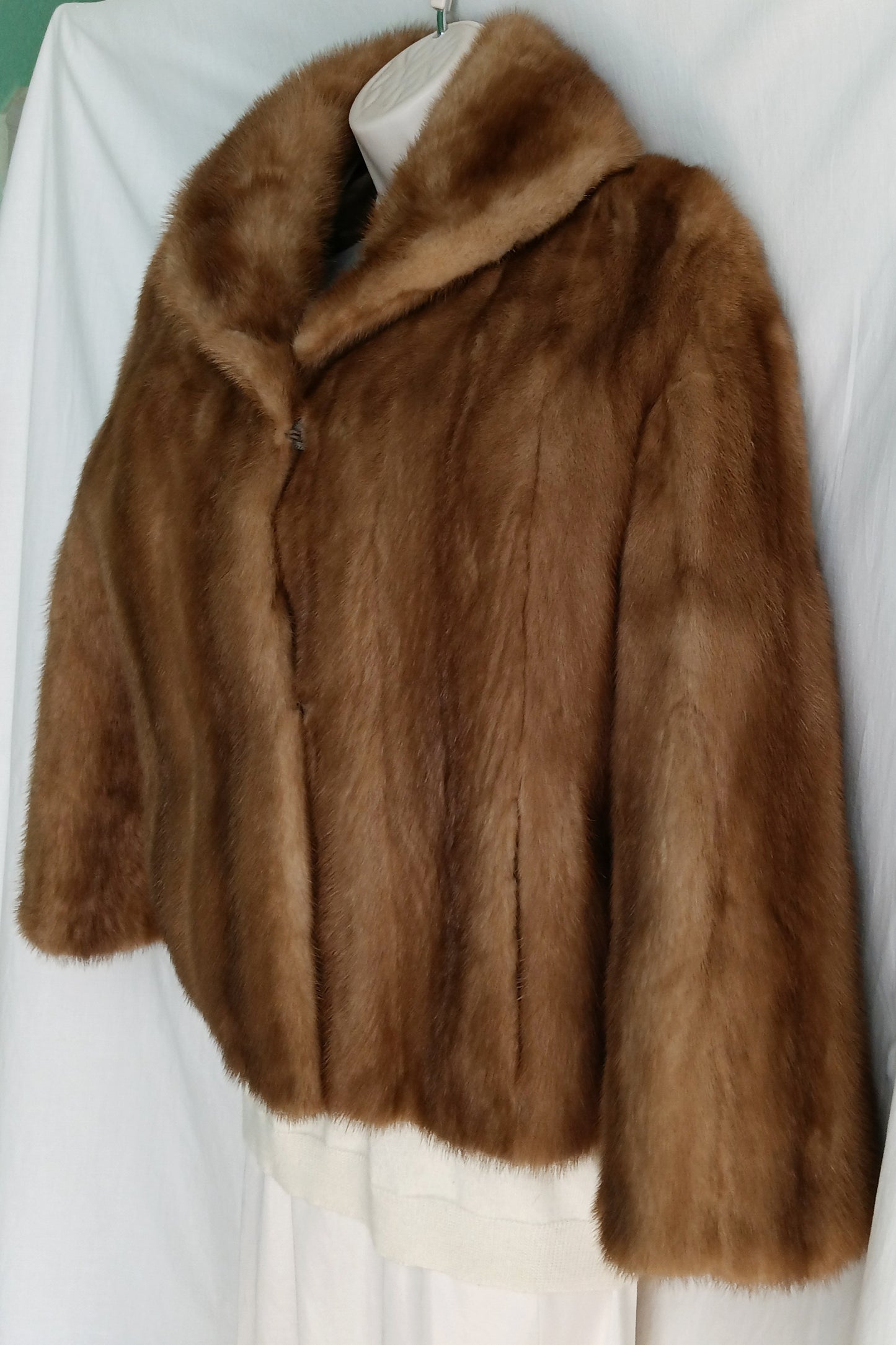 Vintage Beige Light Brown Mink Fur Jacket Classic- Special Occasion- Winter Holiday Party Women Outerwear Size S-M