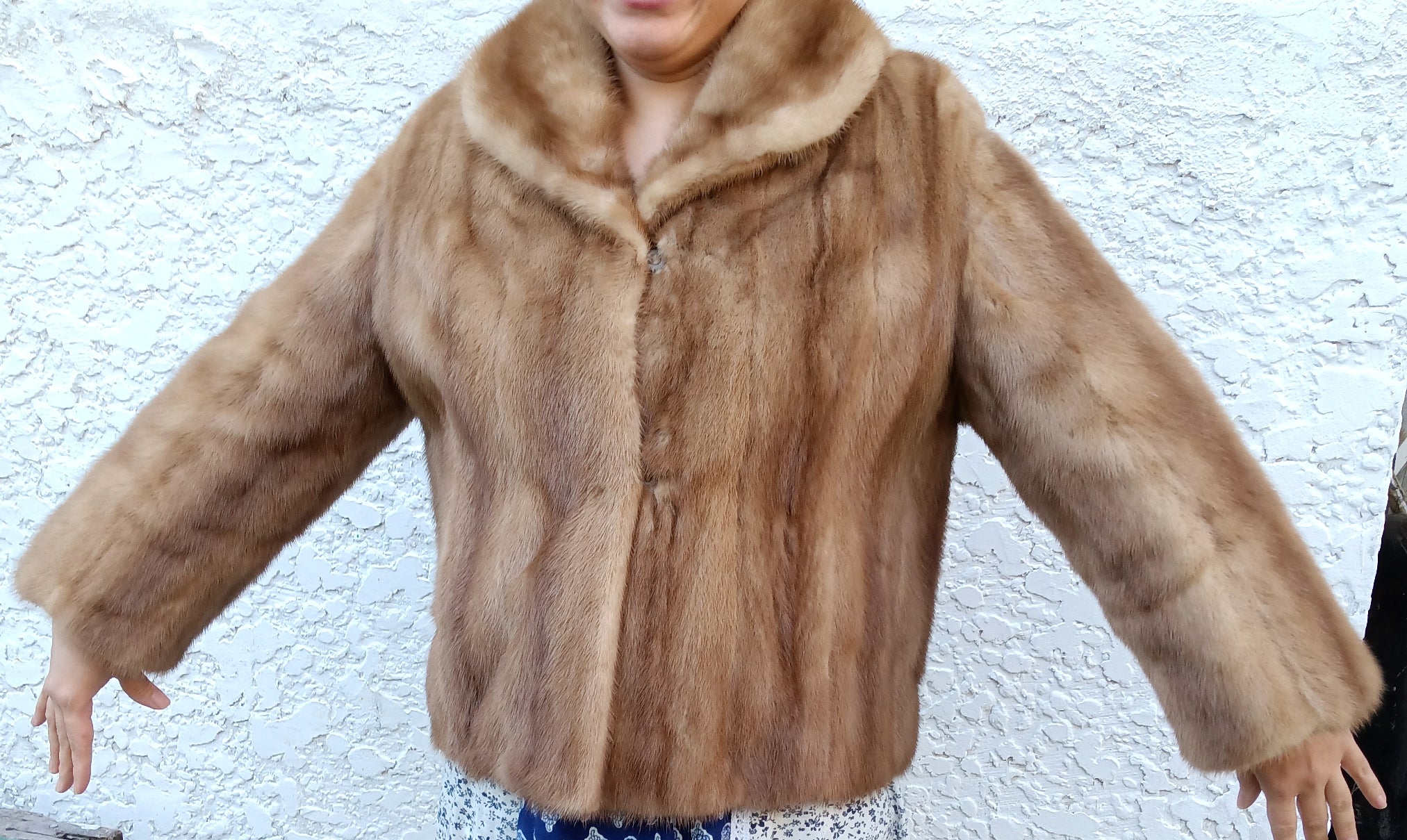 Light retailer brown tan vintage fur coat