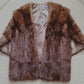 Real Mink Fur Brown Cape Stole Open Front High Shawl Collar Pockets Custom Made Women Wedding Bridal Bolero Size L-Mint Condition