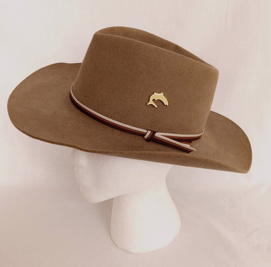 Vintage AKRUBA Greg Norman Collection Hat for Men Fur Felt The Great White Shark Beige Pre-Creased Hat Size 57 - Australia